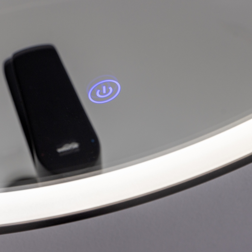 Brilagi - LED badeværelsesspejl ASTI LED/19W/230V Ø 60 cm sort IP44 CRI 90 dæmpbar + CCT