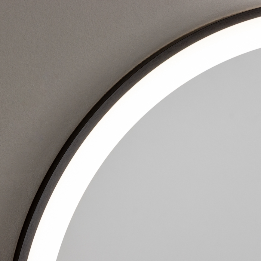 Brilagi - LED badeværelsesspejl ASTI LED/19W/230V Ø 60 cm sort IP44 CRI 90 dæmpbar + CCT