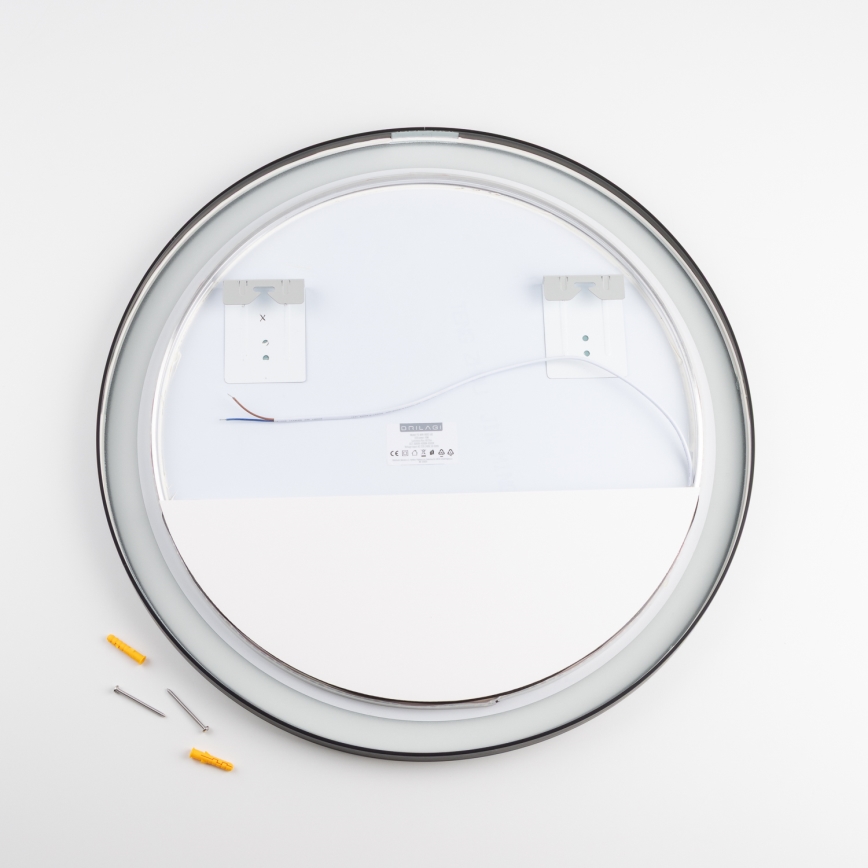 Brilagi - LED badeværelsesspejl ASTI LED/19W/230V Ø 60 cm sort IP44 CRI 90 dæmpbar + CCT