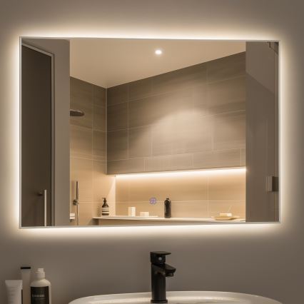 Brilagi - LED badeværelsesspejl DESIO LED/28W/230V 60x80 cm sølv IP44 CRI 90 dæmpbar + CCT