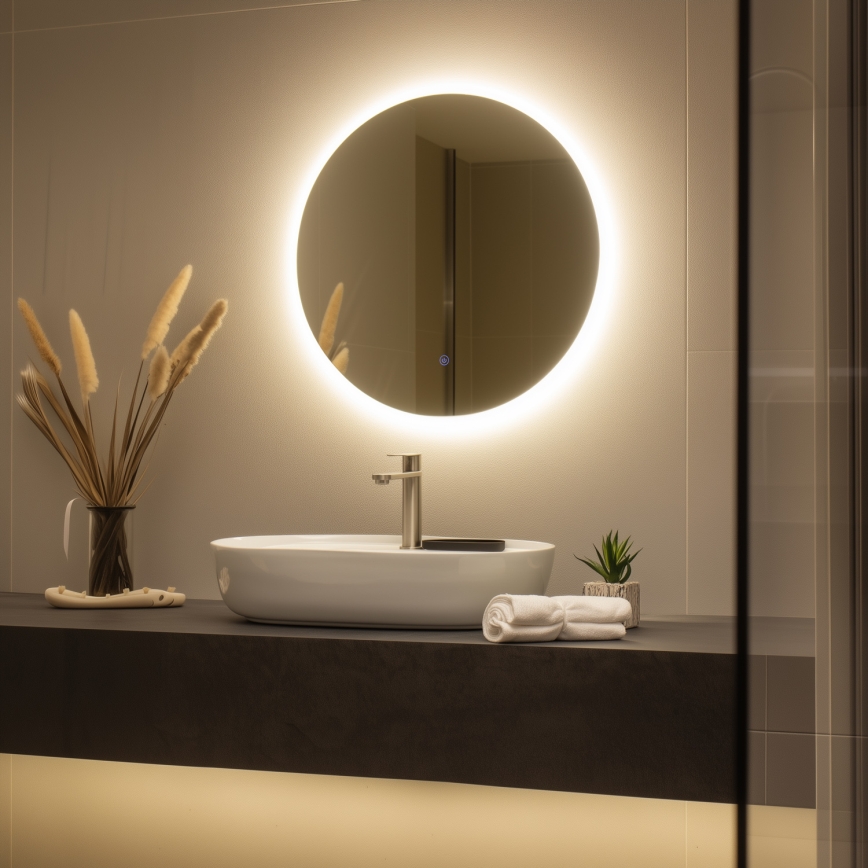Brilagi - LED badeværelsesspejl LUNA LED/19W/230V Ø 60 cm IP44 CRI 90 dæmpbart + CCT
