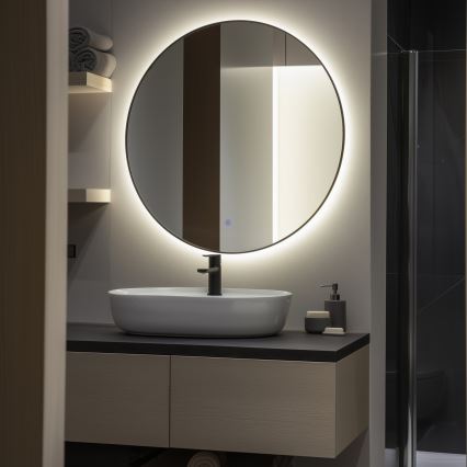 Brilagi - LED-badeværelsesspejl VENA BLACK LED/26W/230V Ø 80 cm IP44 CRI 90 dæmpbart + CCT