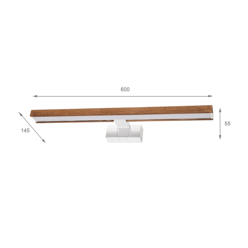 Brilagi - LED-belysning til badeværelsesspejl 3-i-1 WOODY MIRROR LED/12W/230V 60 cm IP44 hvid/egetræ/kirsebær