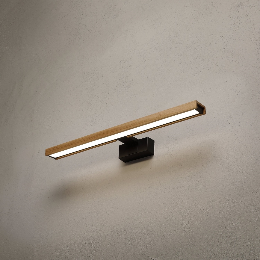 Brilagi - LED-spejlbelysning til badeværelset 3-i-1 WOODY MIRROR LED/12W/230V 60 cm IP44 sort/eg