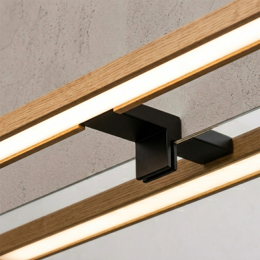 Brilagi - LED-spejlbelysning til badeværelset 3-i-1 WOODY MIRROR LED/12W/230V 60 cm IP44 sort/eg