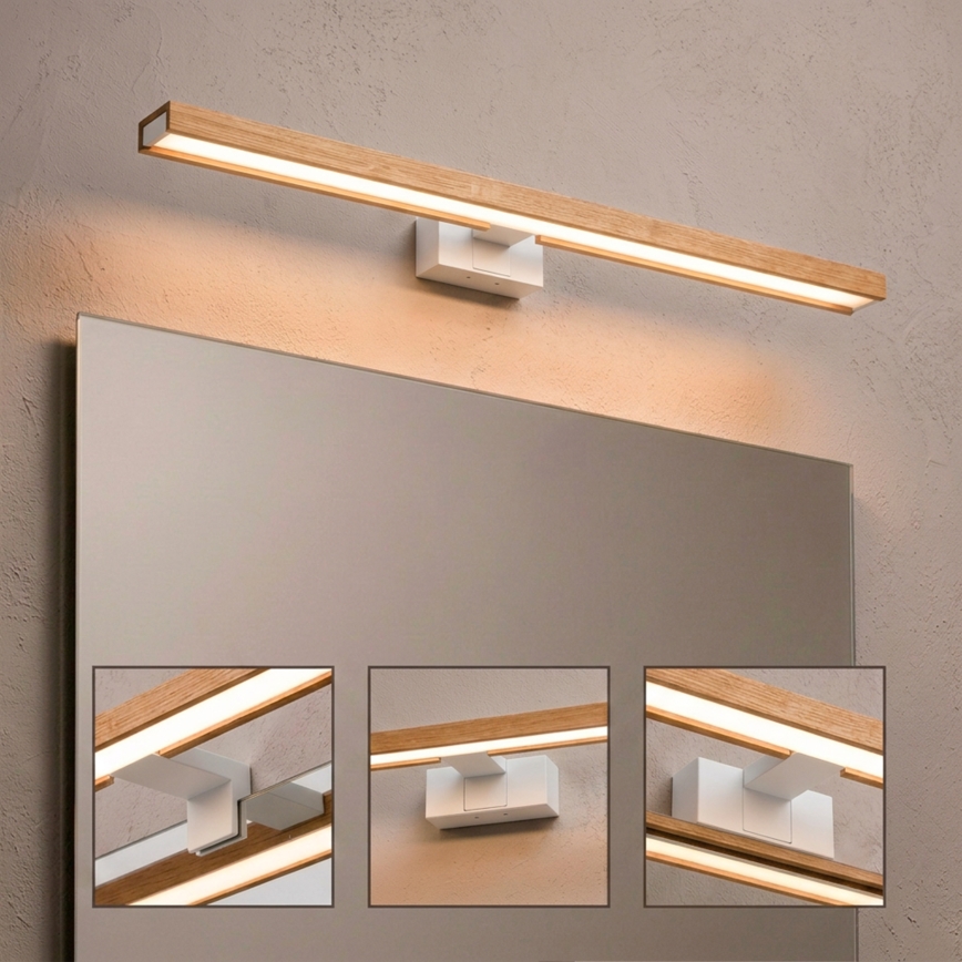 Brilagi - LED spejlbelysning til badeværelset 3-i-1 WOODY MIRROR LED/15W/230V 80 cm IP44 hvid/eg