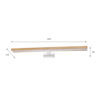 Brilagi - LED spejlbelysning til badeværelset 3-i-1 WOODY MIRROR LED/15W/230V 80 cm IP44 hvid/eg