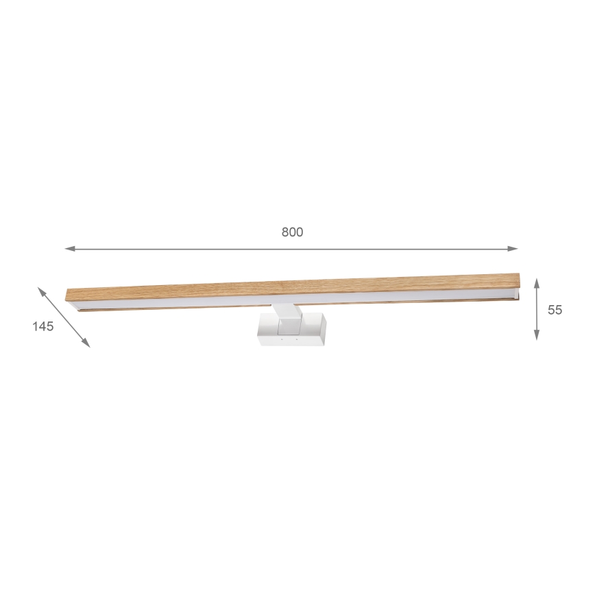Brilagi - LED spejlbelysning til badeværelset 3-i-1 WOODY MIRROR LED/15W/230V 80 cm IP44 hvid/eg