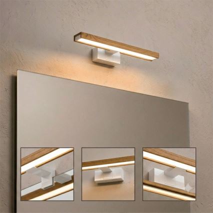 Brilagi - LED-belysning til badeværelsesspejl 3 i 1 WOODY MIRROR LED/8W/230V 40 cm IP44 hvid/eg