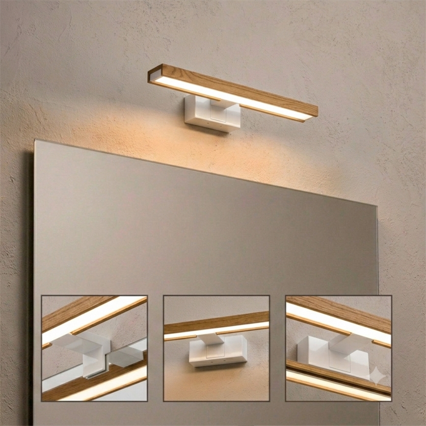 Brilagi - LED-belysning til badeværelsesspejl 3 i 1 WOODY MIRROR LED/8W/230V 40 cm IP44 hvid/eg