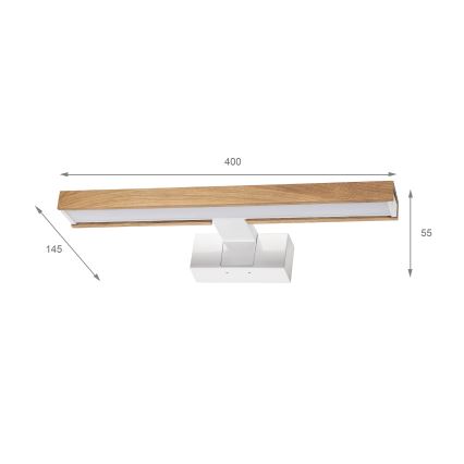 Brilagi - LED-belysning til badeværelsesspejl 3 i 1 WOODY MIRROR LED/8W/230V 40 cm IP44 hvid/eg