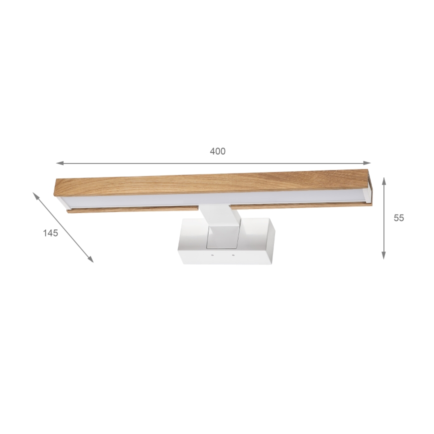 Brilagi - LED-belysning til badeværelsesspejl 3 i 1 WOODY MIRROR LED/8W/230V 40 cm IP44 hvid/eg