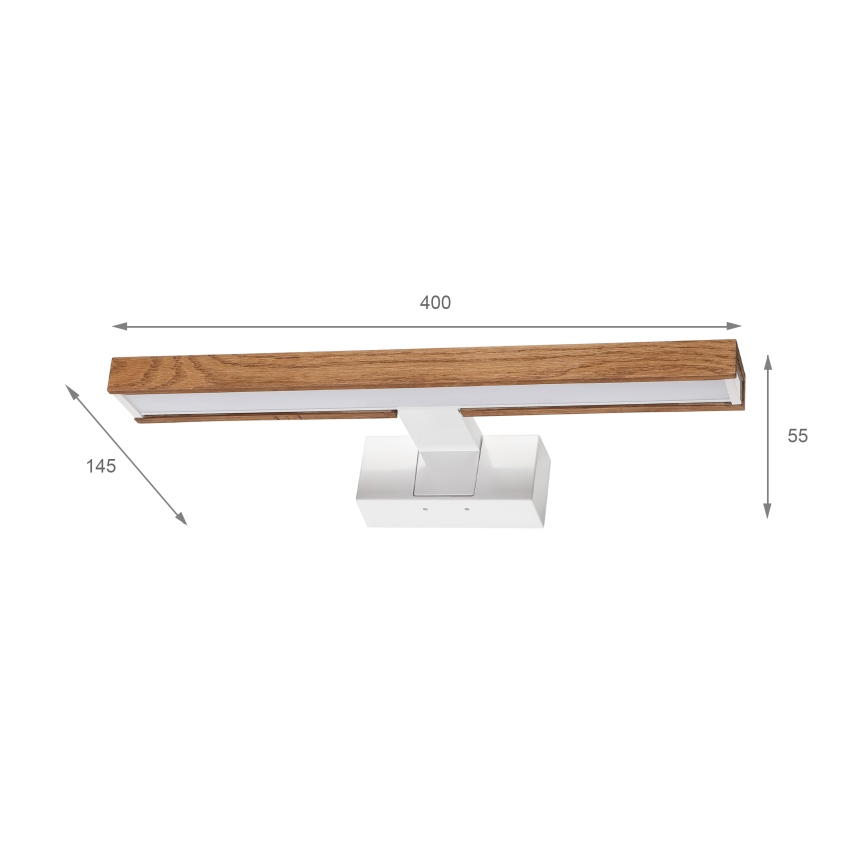 Brilagi - 3-i-1 LED-spejlbelysning til badeværelset WOODY MIRROR LED/8W/230V 40 cm IP44 hvid/eg kirsebær