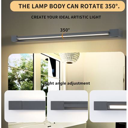 Brilagi - LED-spejlbelysning til badeværelset AQUA LINE LED/24W/230V 90 cm IP44 antracit CRI 90