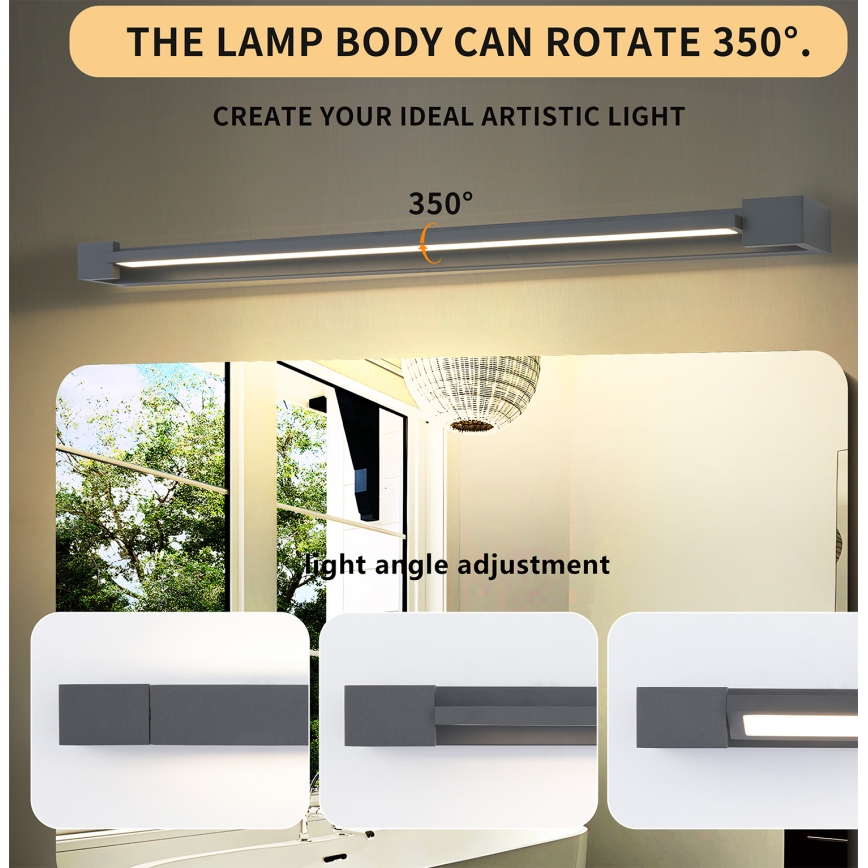 Brilagi - LED-spejlbelysning til badeværelset AQUA LINE LED/24W/230V 90 cm IP44 antracit CRI 90
