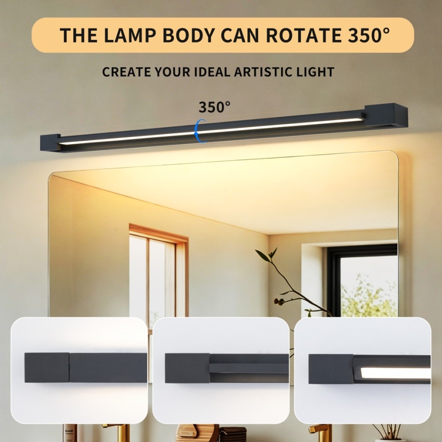 BRILAGI - LED-spejlbelysning til badeværelset AQUA LINE LED/28W/230V 100 cm IP44 sort CRI 90