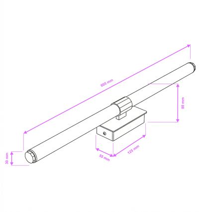 Brilagi - LED-spejlbelysning til badeværelset DIANA LED/10W/230V 60 cm IP44 sort