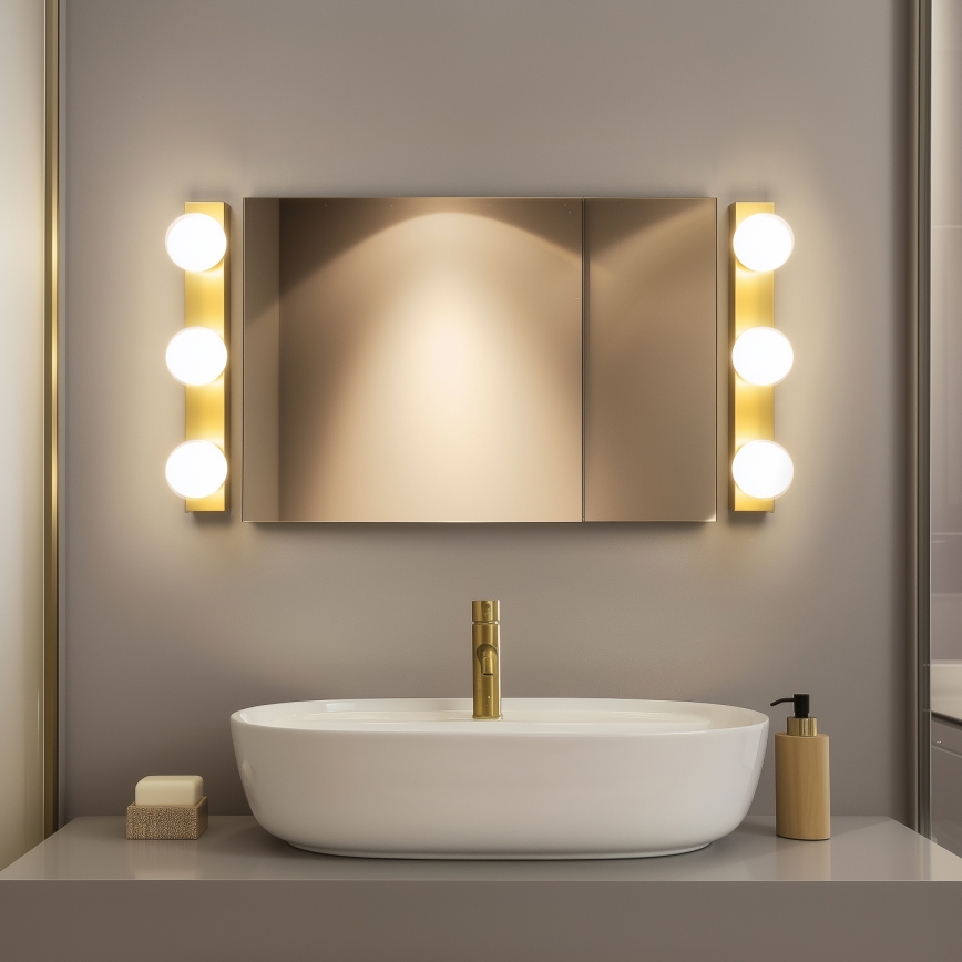 Brilagi - LED-spejlbelysning til badeværelset HOLLYWOOD 3xLED/3W/230V 39 cm IP44 guld