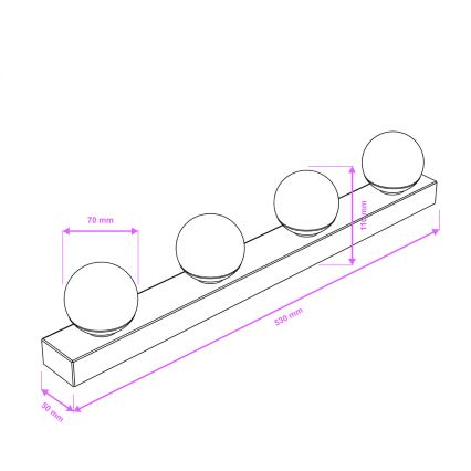 Brilagi - LED-spejlbelysning til badeværelset HOLLYWOOD 4xLED/3W/230V 53 cm IP44 sort