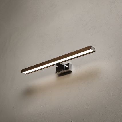 Brilagi - LED-belysning til badeværelsesspejl WOODY MIRROR 3-i-1 LED/12W/230V 60 cm IP44 blank krom/eg/valnød