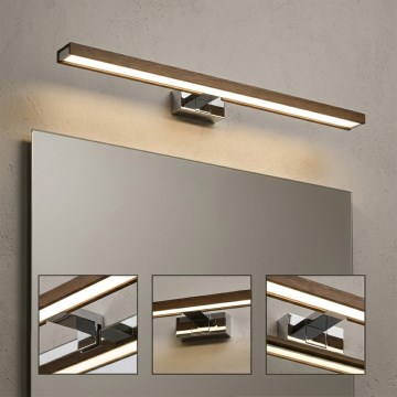BRILAGI - LED-belysning til badeværelsesspejl WOODY MIRROR 3v1 LED/15W/230V 80 cm IP44 blank krom/eg valnød