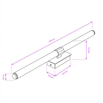 Brilagi - LED-spejlbelysning til badeværelse DIANA LED/10W/230V 60 cm IP44 sort