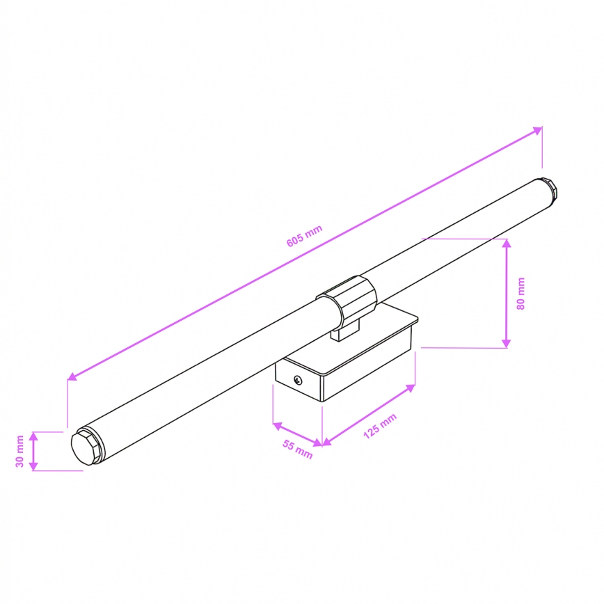 Brilagi - LED-spejlbelysning til badeværelse DIANA LED/10W/230V 60 cm IP44 sort