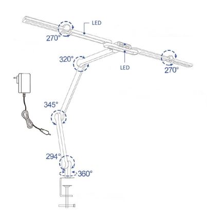 Brilagi - LED bordlampe dæmpbar fleksibel VARIO LED/24W/230V 3000-6500K CRI 92 sort