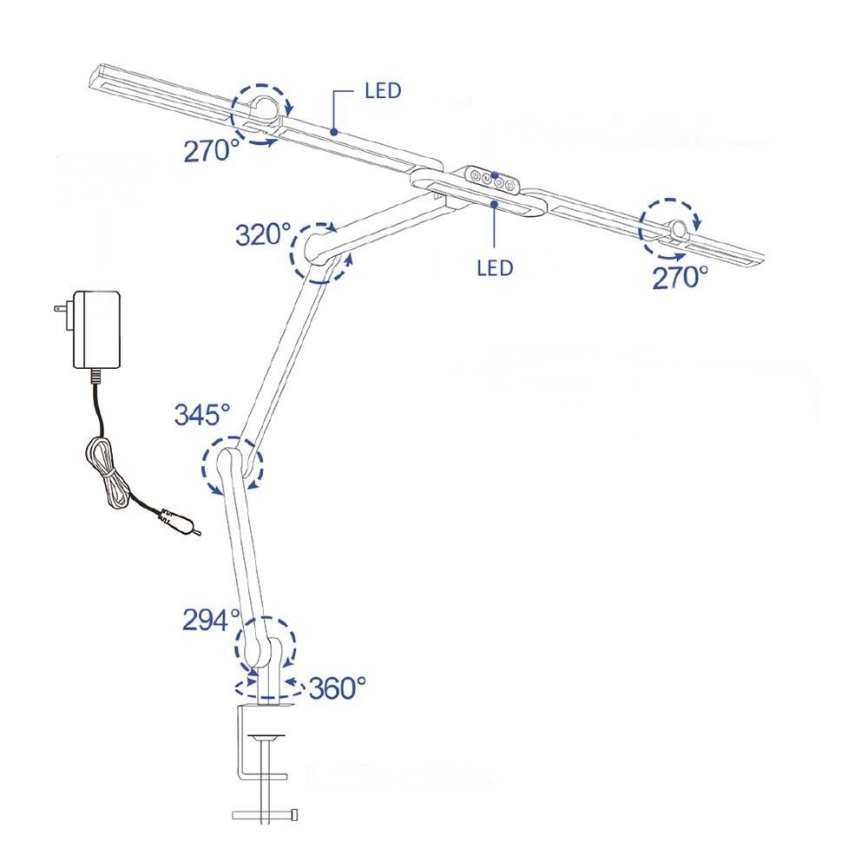Brilagi - LED bordlampe dæmpbar fleksibel VARIO LED/24W/230V 3000-6500K CRI 92 sort