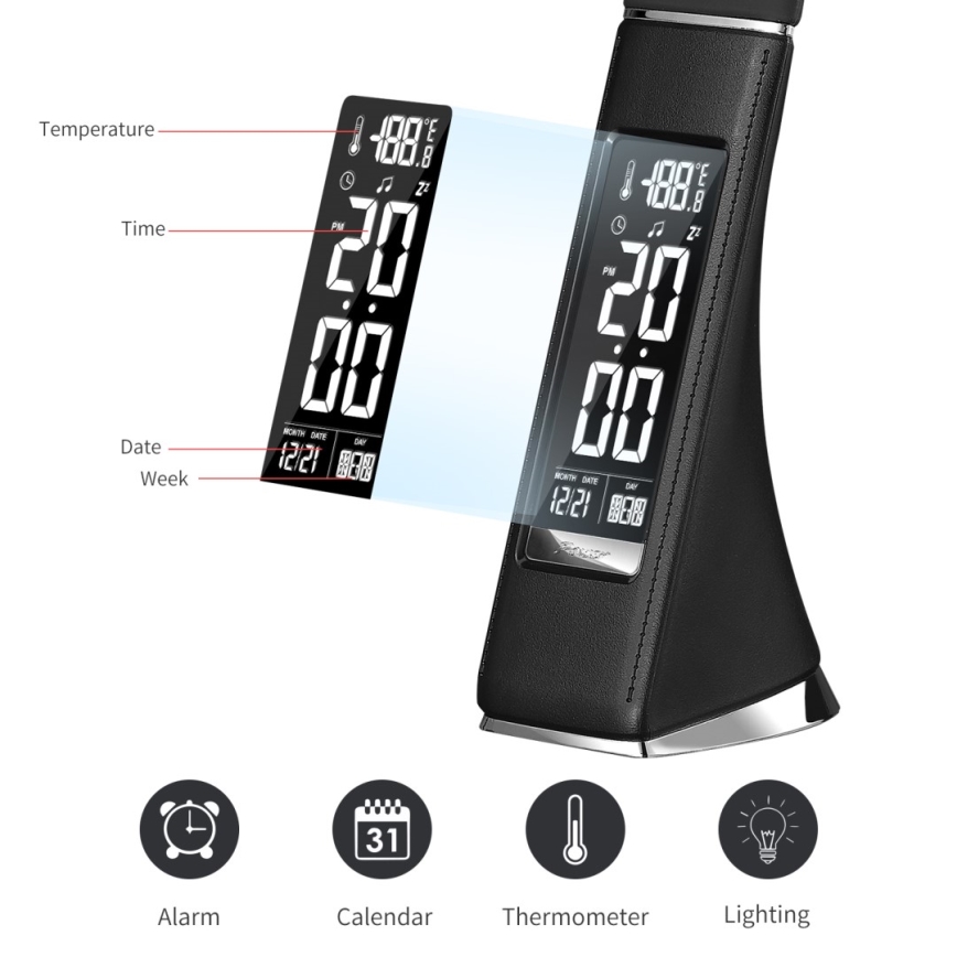 Brilagi - LED bordlampe dæmpbar med display PELLE LED/7W/230V sort