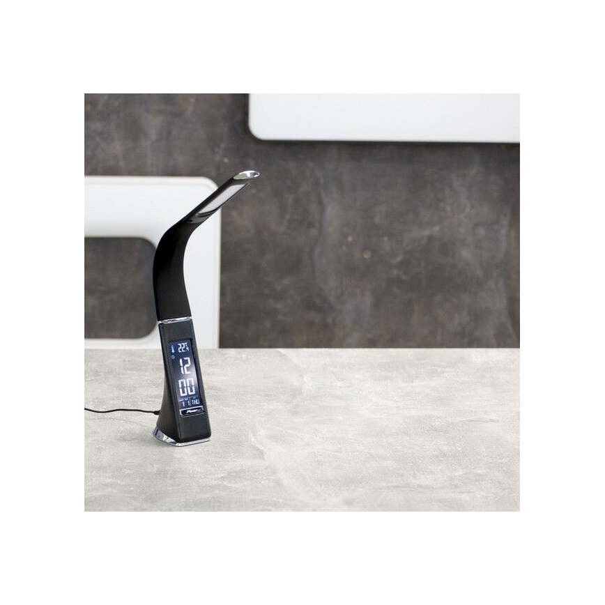Brilagi - LED bordlampe dæmpbar med display PELLE LED/7W/230V sort