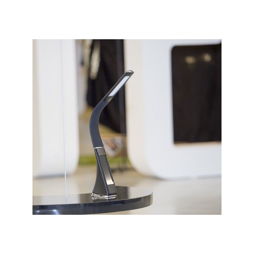 Brilagi - LED bordlampe dæmpbar med display PELLE LED/7W/230V sort