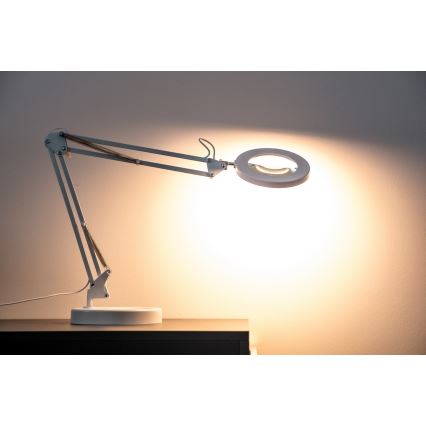 Brilagi - LED bordlampe dæmpbar med forstørrelsesglas LENS LED/12W/5V 3000/4200/6000K hvid