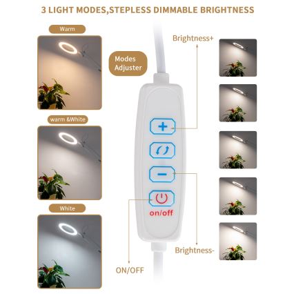 Brilagi - LED bordlampe dæmpbar med forstørrelsesglas LENS LED/12W/5V 3000/4200/6000K hvid