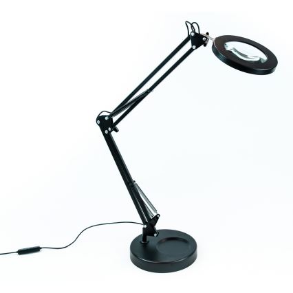 Brilagi - LED bordlampe dæmpbar med forstørrelsesglas LENS LED/12W/5V 3000/4200/6000K sort