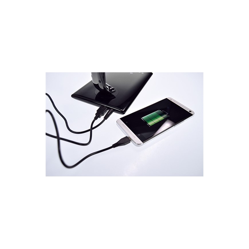 Brilagi - LED bordlampe dæmpbar USB-port LED/12W/230V sort