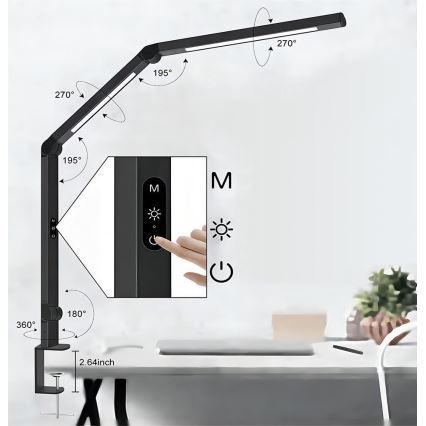 Brilagi - LED bordlampe dæmpbar touch-funktion fleksibel VARIO LED/12W/230V 3000/4000/5000/6500K CRI 92 sort