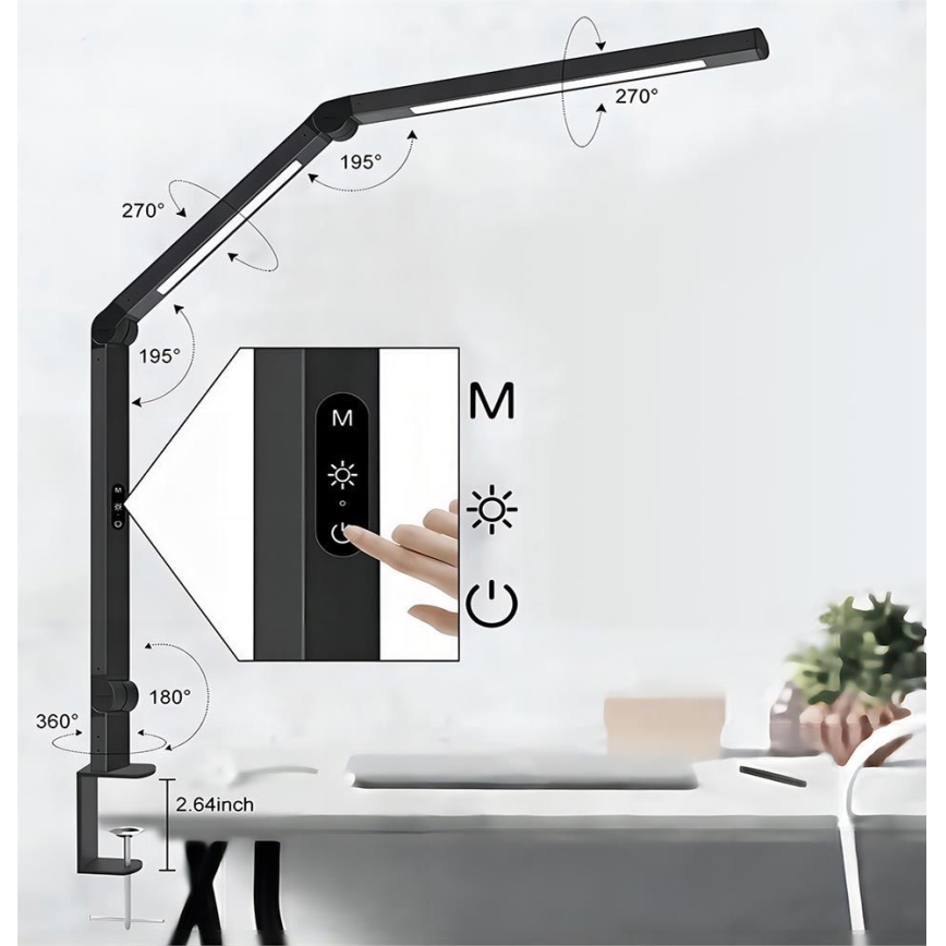 Brilagi - LED bordlampe dæmpbar touch-funktion fleksibel VARIO LED/12W/230V 3000/4000/5000/6500K CRI 92 sort