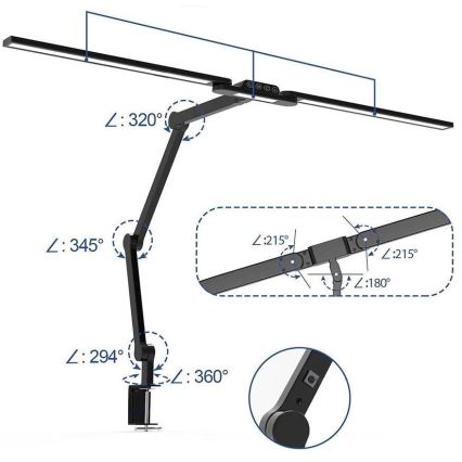 Brilagi - LED bordlampe dæmpbar touch-funktion fleksibel VARIO LED/24W/230V 3000-6500K CRI 92 sort