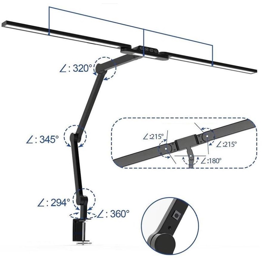 Brilagi - LED bordlampe dæmpbar touch-funktion fleksibel VARIO LED/24W/230V 3000-6500K CRI 92 sort
