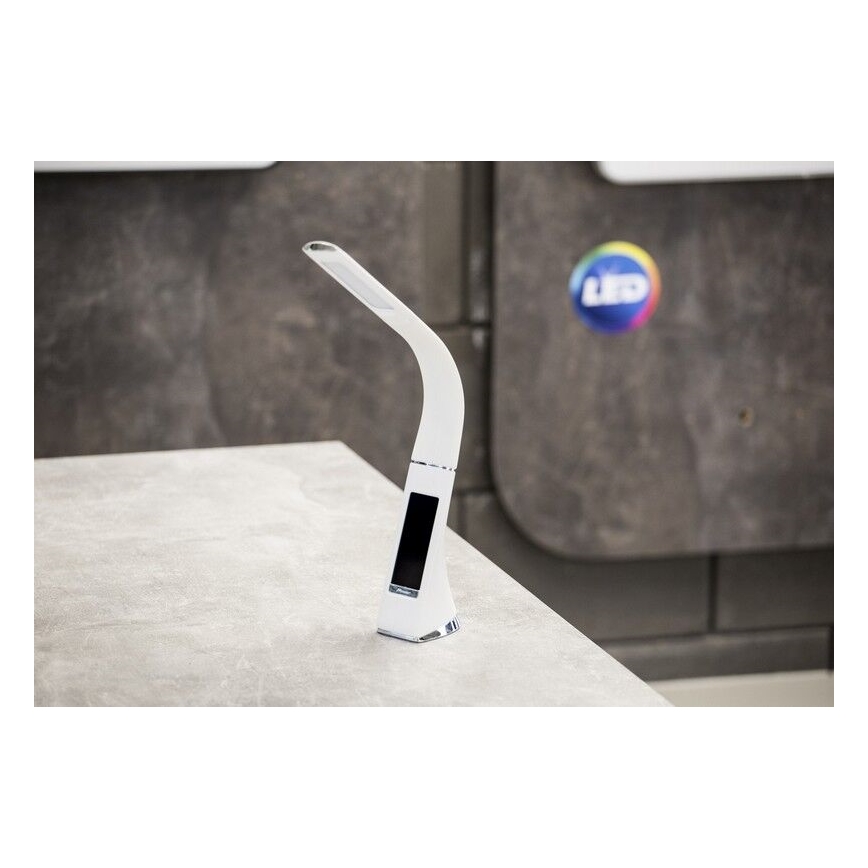Brilagi - LED bordlampe med display dæmpbar PELLE LED/7W/230V hvid