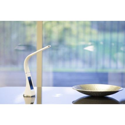 Brilagi - LED bordlampe med display dæmpbar PELLE LED/7W/230V hvid