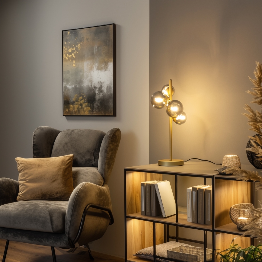 Brilagi - LED bordlampe MILLA 4xG9/3W/230V guldfarvet/røget