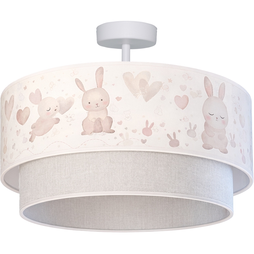 Brilagi - LED børneplafond BOBO 1xE27/60W/230V Ø 40 cm creme/grå/kaniner