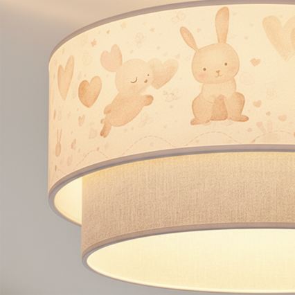 Brilagi - LED børneplafond BOBO 1xE27/60W/230V Ø 40 cm creme/grå/kaniner