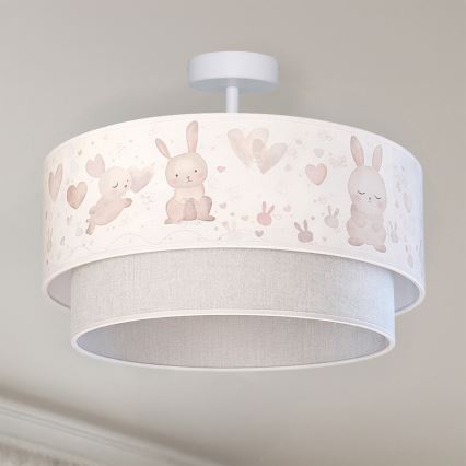 Brilagi - LED børneplafond BOBO 1xE27/60W/230V Ø 40 cm creme/grå/kaniner