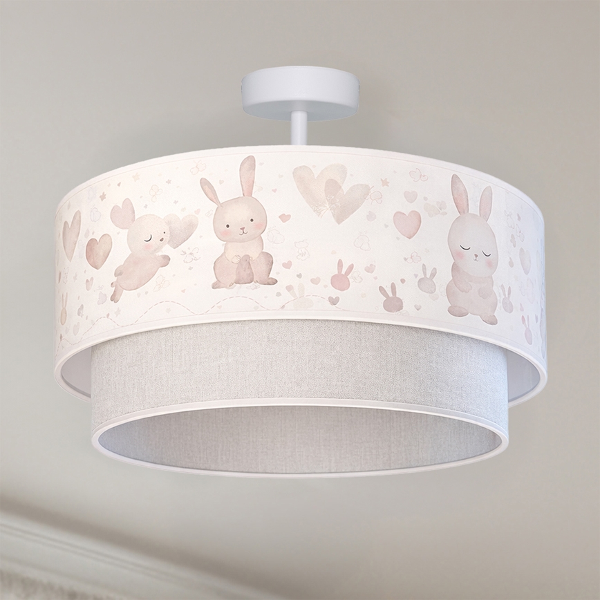 Brilagi - LED børneplafond BOBO 1xE27/60W/230V Ø 40 cm creme/grå/kaniner