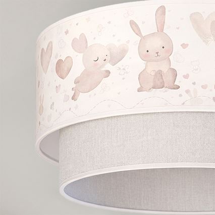 Brilagi - LED børneplafond BOBO 1xE27/60W/230V Ø 40 cm creme/grå/kaniner