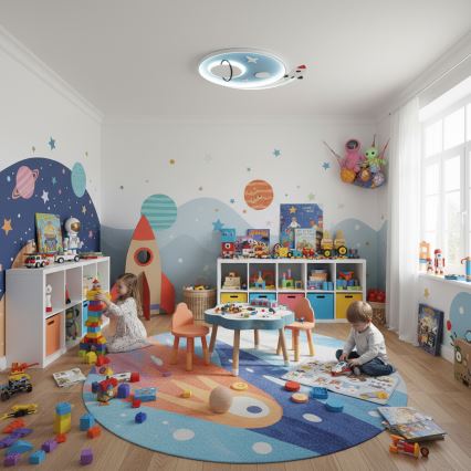 Brilagi -LED Børnelampe STARSHIP LED/64W/230V 3000/4500K blå