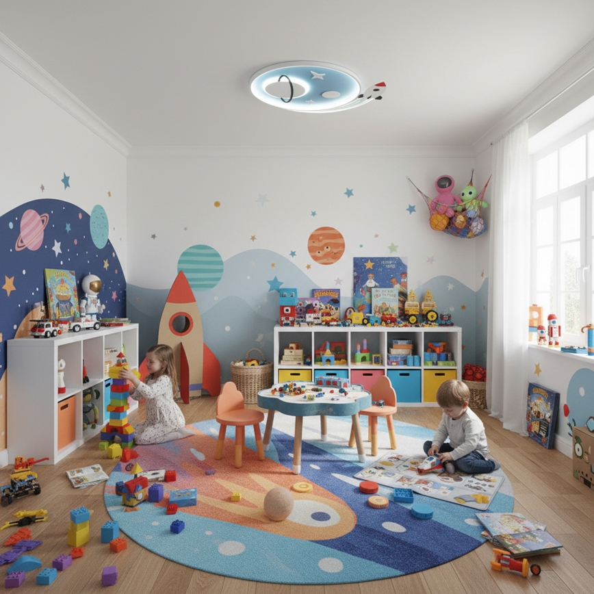 Brilagi -LED Børnelampe STARSHIP LED/64W/230V 3000/4500K blå